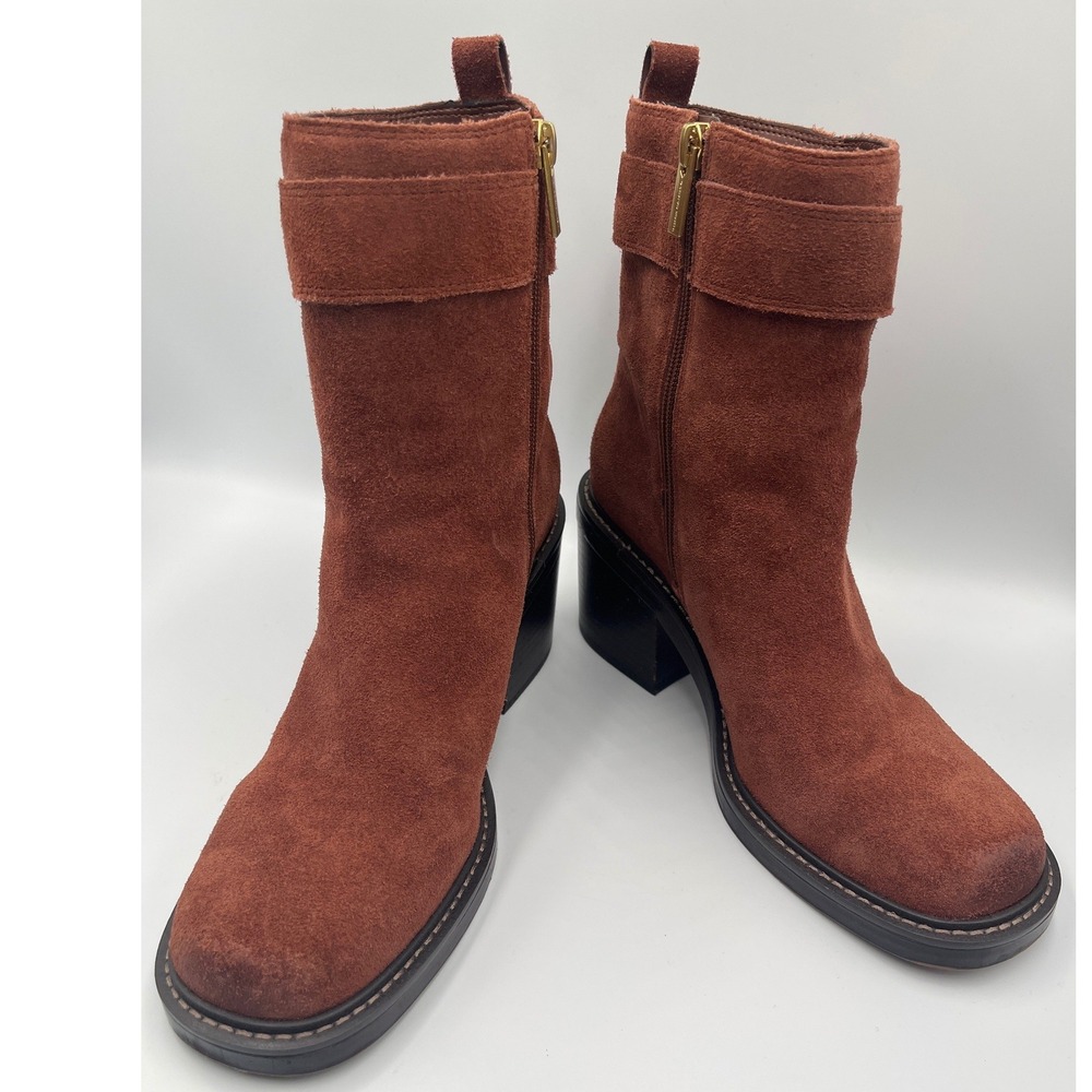 Vince Camuto Buckle Ankle Boots‎ Women's 9 Brown Suede Block Heel Booties - Picture 9 of 11